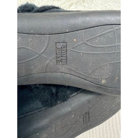 South Pole Boots Womens Size 10W Black Faux Fur Cabin Slipper House Shoes - Picture 8 of 11